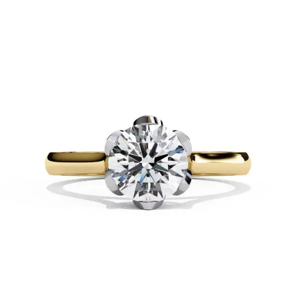 Round Cathedral With Flower Prong Engagement Ring
