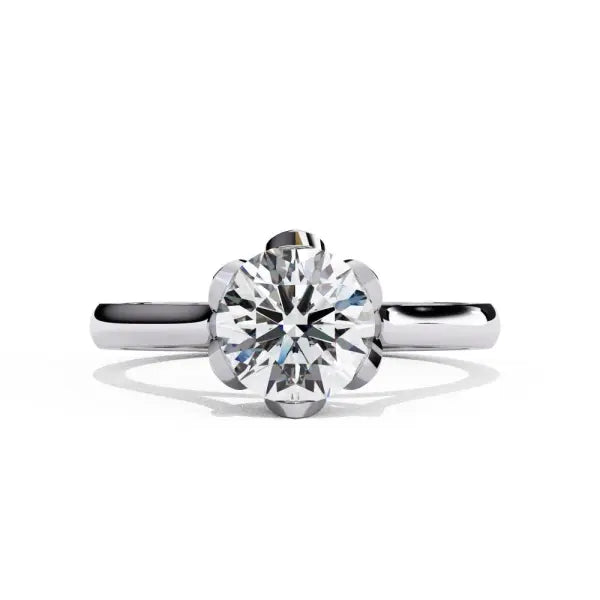 Round Cathedral With Flower Prong Engagement Ring