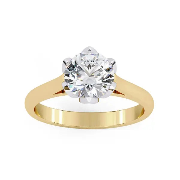 Round Cathedral with Flower Prong Engagement Ring
