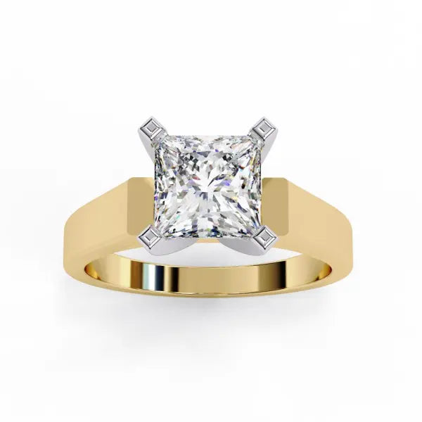 Princess Solitaire With Tapered Engagement Ring