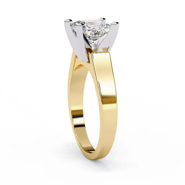 Princess Solitaire With Tapered Engagement Ring