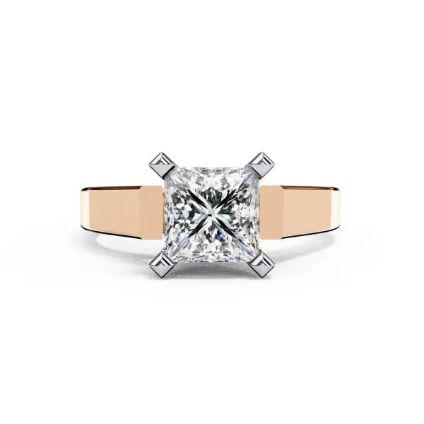 Princess Solitaire With Tapered Engagement Ring