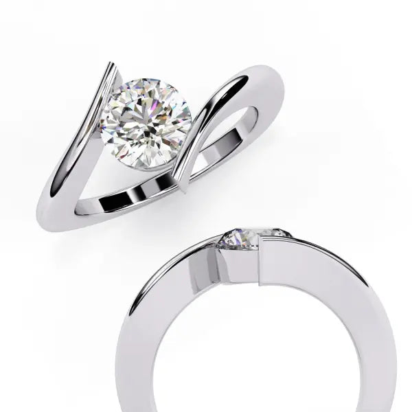 Round Solitaire Bypass Engagement Ring