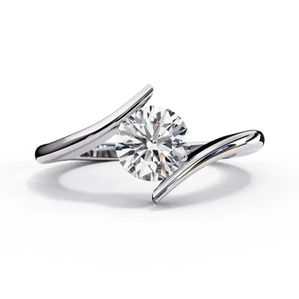 Round Solitaire Bypass Engagement Ring