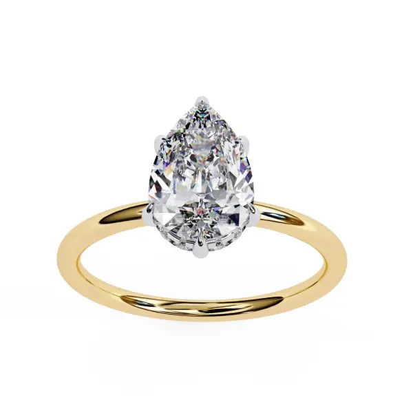 Pear Hidden Halo Engagement Ring