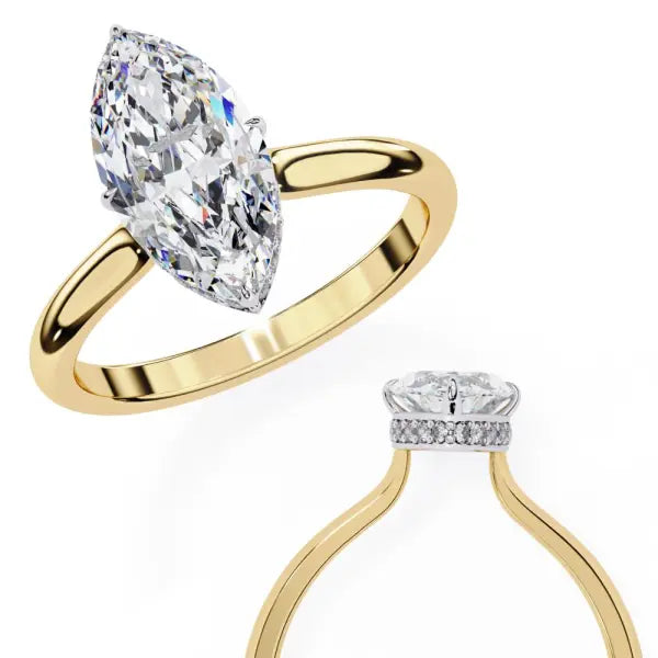 Marquise Petite Pave Hidden Halo Engagement Ring