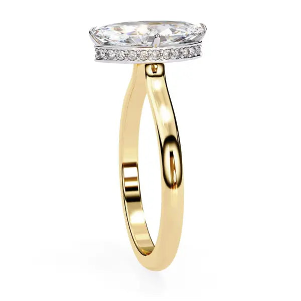 Marquise Petite Pave Hidden Halo Engagement Ring