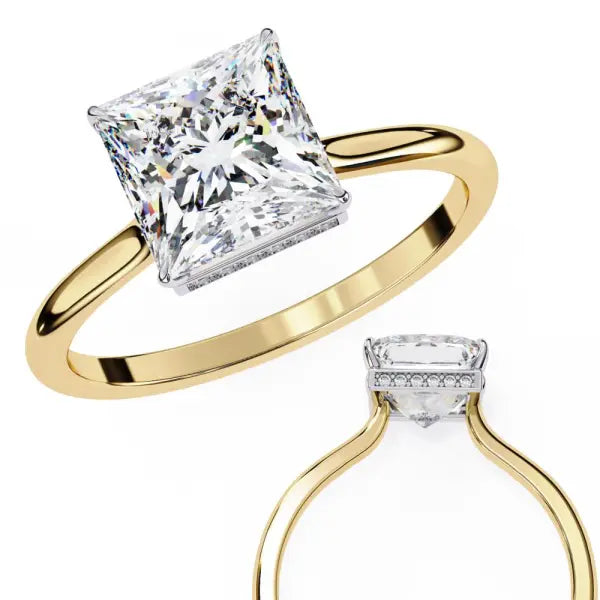 Princess Petite Pave Hidden Halo Engagement Ring