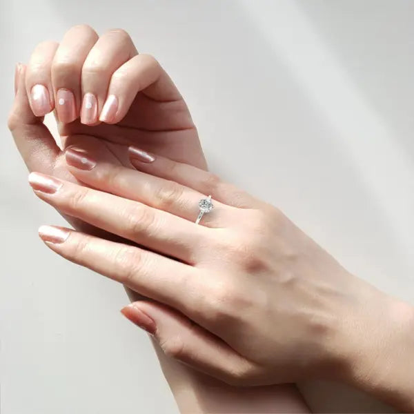 Oval Petite Pave Hidden Halo Engagement Ring