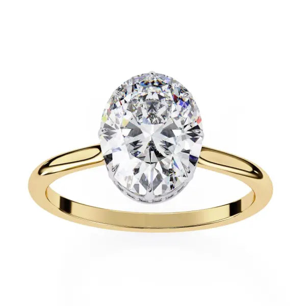 Oval Petite Pave Hidden Halo Engagement Ring