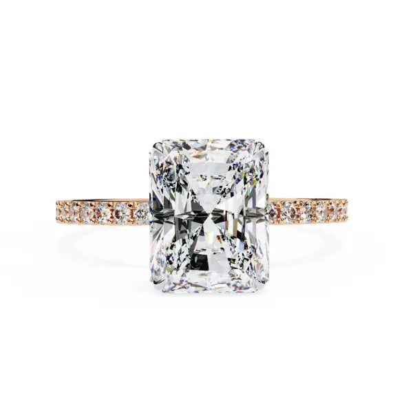 Radiant Mystic Secret Halo With Pave Engagement Ring
