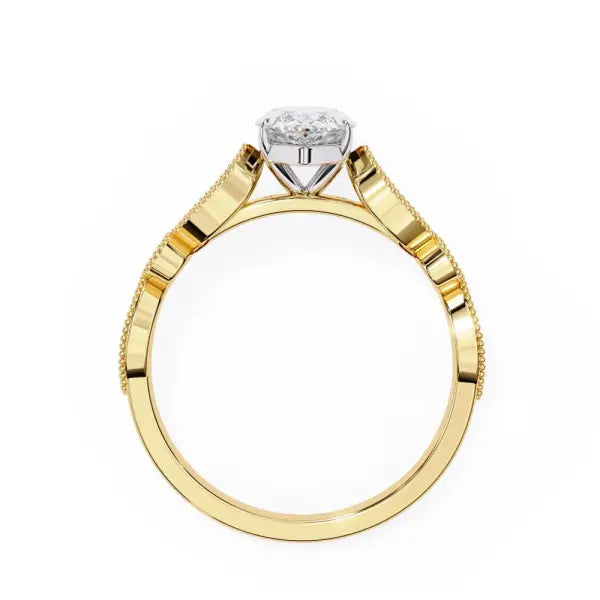 Marquise Cathedral With Milgrain Band Engagement Ring