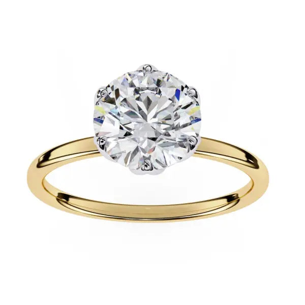 Round Solitaire With Flower Prong Engagement Ring