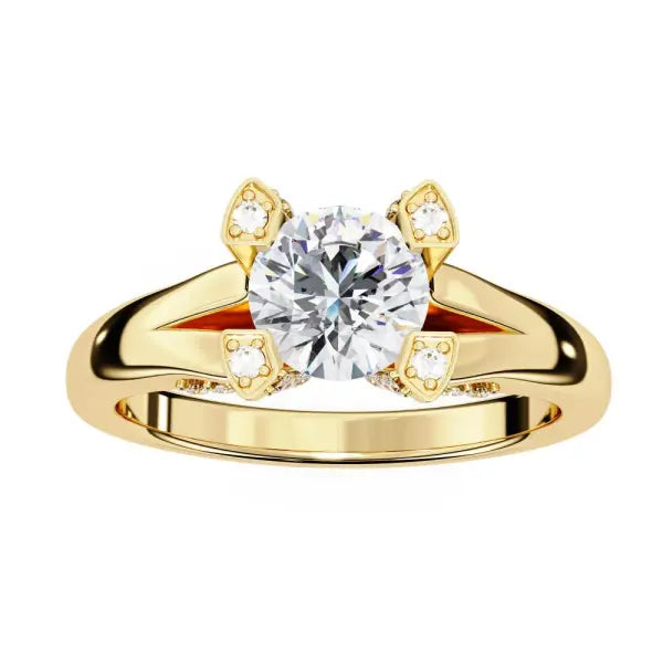 Round Vintage With Split Shank Engagement Ring