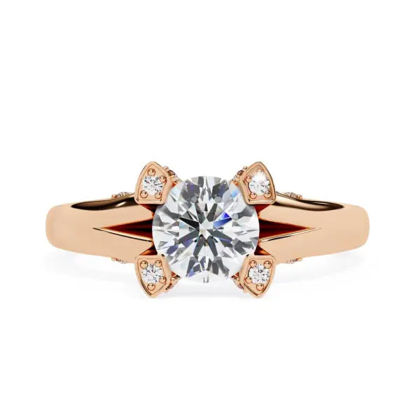 Round Vintage With Split Shank Engagement Ring
