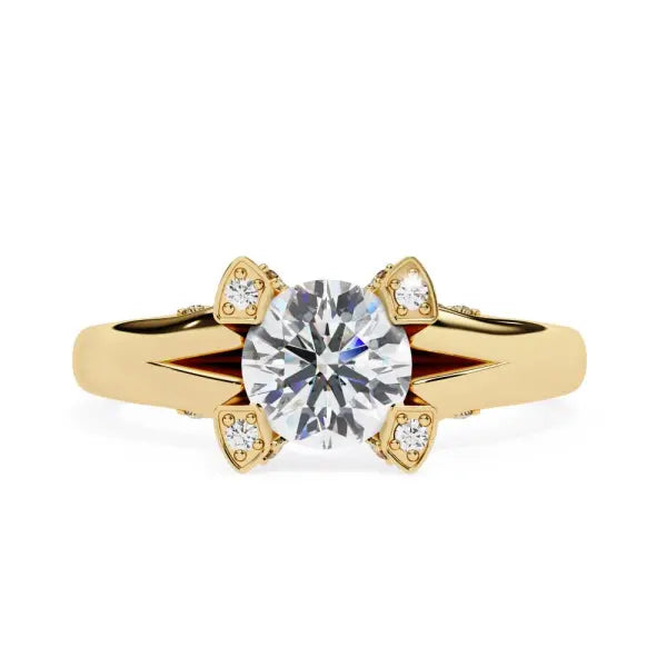 Round Vintage With Split Shank Engagement Ring