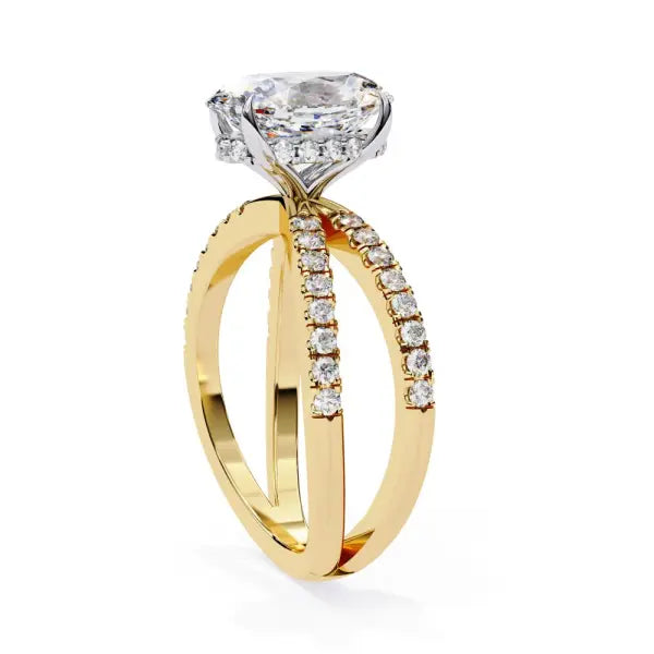 Oval Hidden Halo With Split Shank Engagement Ring