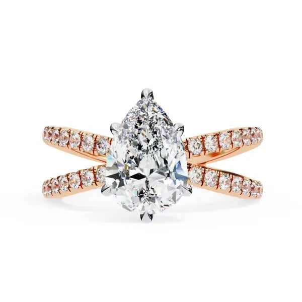 Pear Hidden Halo With Split Shank Engagement Ring