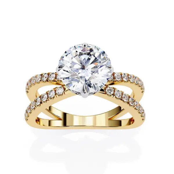 Round Hidden Halo With Split Shank Engagement Ring