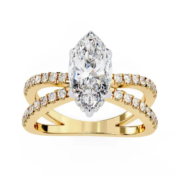 Marquise Hidden Halo With Split Shank Engagement Ring