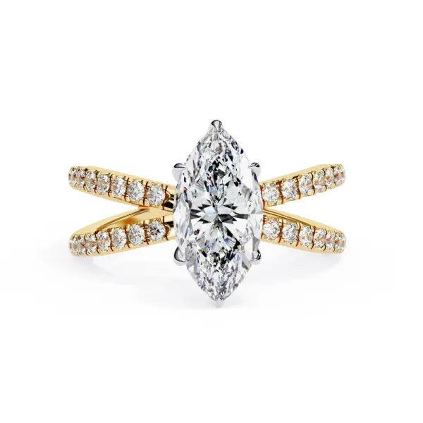 Marquise Hidden Halo With Split Shank Engagement Ring