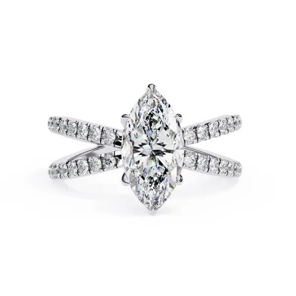 Marquise Hidden Halo With Split Shank Engagement Ring