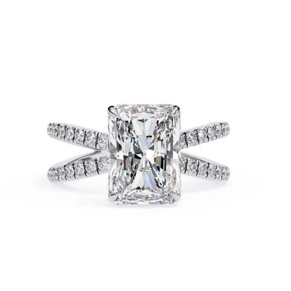 Radiant Hidden Halo With Split Shank Engagement Ring