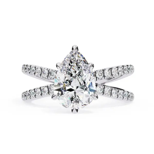 Pear Split Shank Engagement Ring