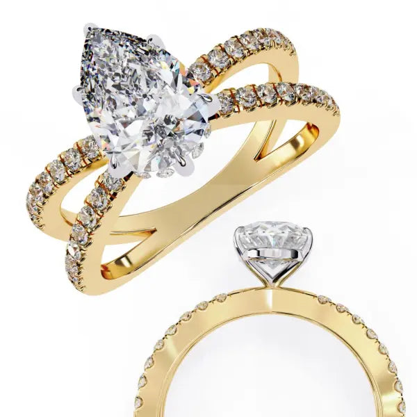 Pear Split Shank Engagement Ring