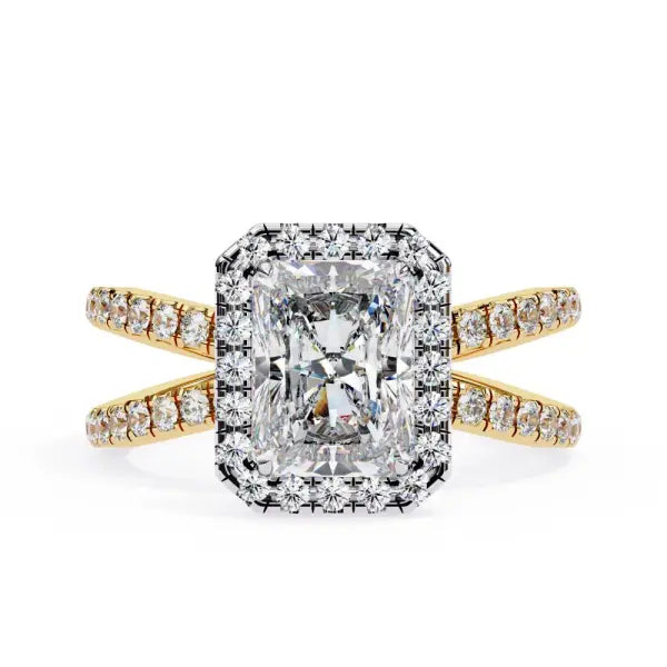 Radiant Halo With Split Shank Engagement Ring