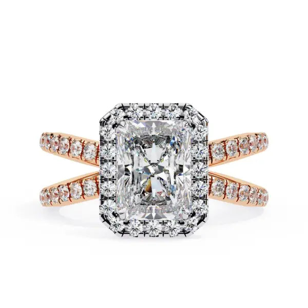 Radiant Halo With Split Shank Engagement Ring