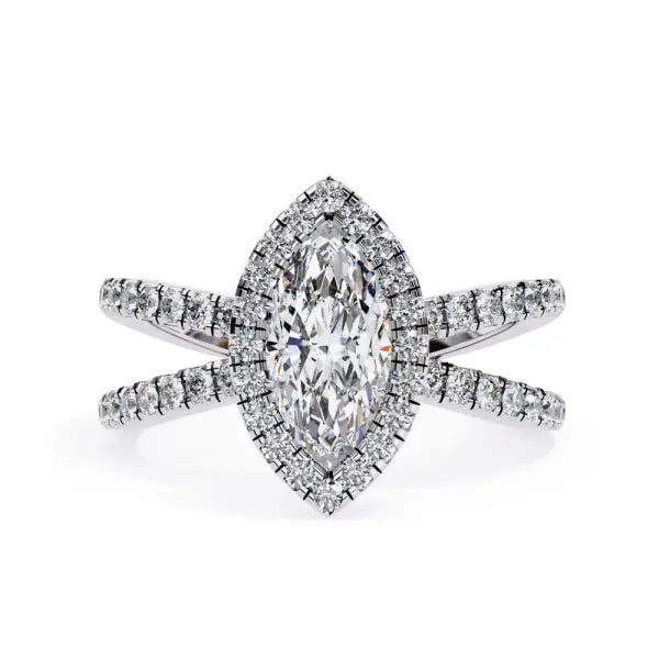 Marquise Halo with Split Shank Engagement Ring