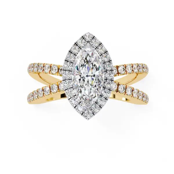 Marquise Halo with Split Shank Engagement Ring