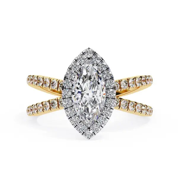 Marquise Halo with Split Shank Engagement Ring