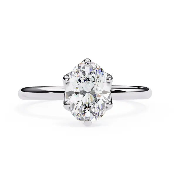 Oval Solitaire With Lotus Flower Prong Engagement Ring