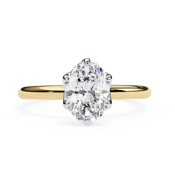 Oval Solitaire With Lotus Flower Prong Engagement Ring