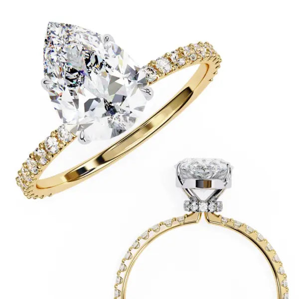 Pear Mystic Secret Halo Engagement Ring