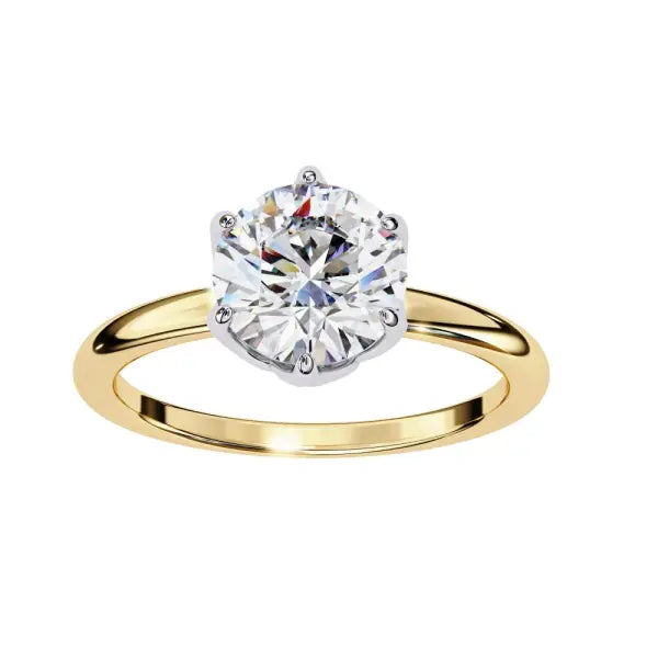 Round Solitaire With Lotus Flower Prong Engagement Ring