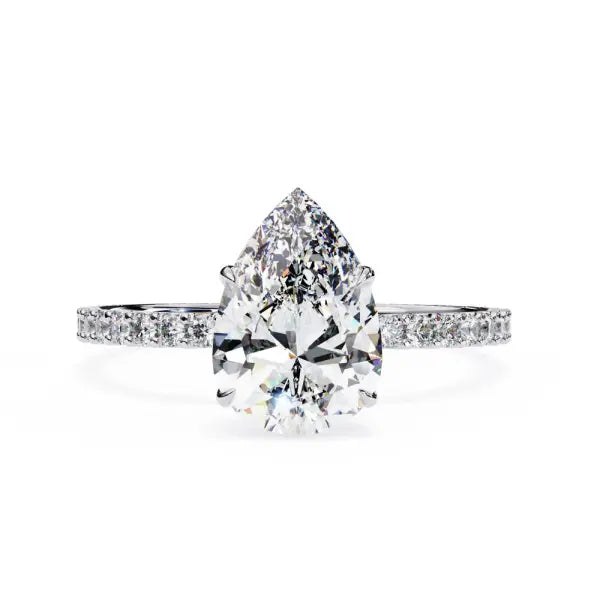 Pear Mystic Secret Halo Engagement Ring
