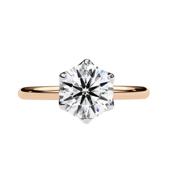 Round Solitaire With Lotus Flower Prong Engagement Ring
