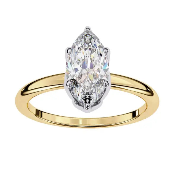 Marquise Solitaire with Lotus Flower Prong Engagement Ring