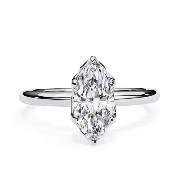 Marquise Solitaire with Lotus Flower Prong Engagement Ring