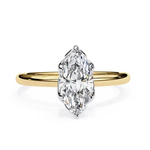 Marquise Solitaire with Lotus Flower Prong Engagement Ring