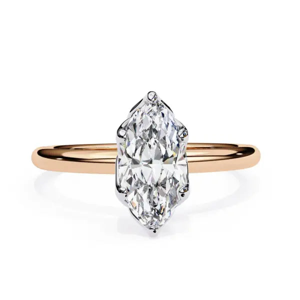 Marquise Solitaire with Lotus Flower Prong Engagement Ring