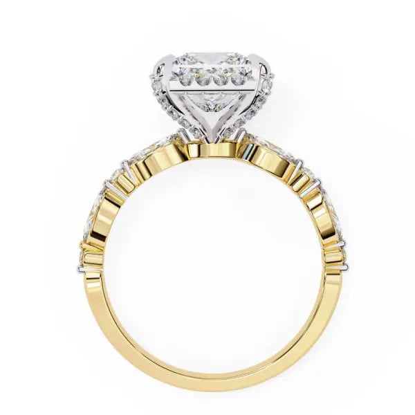 Princess Halo With Accent Stone Engagement Ring