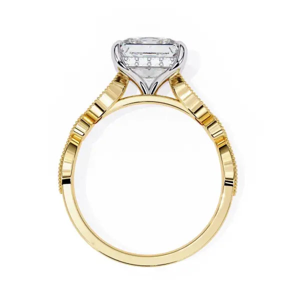 Princess Hidden Halo With Milgrain Band Engagement Ring