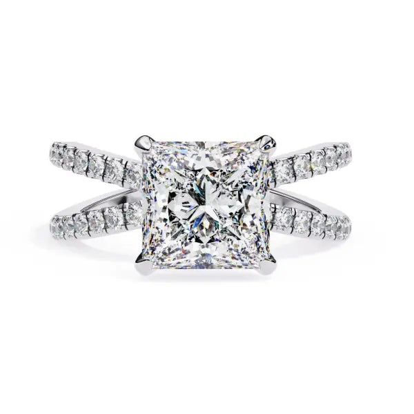 Princess Hidden Halo With Split Shank Engagement Ring