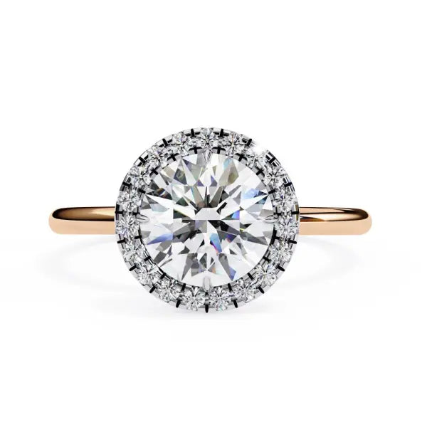 Round Solitaire With Halo Engagement Ring