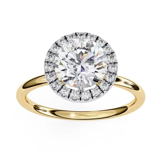 Round Solitaire With Halo Engagement Ring