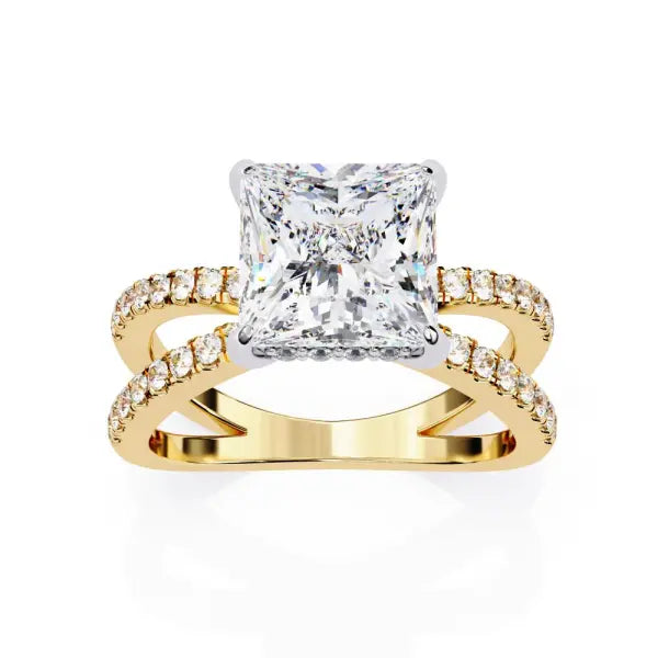 Princess Hidden Halo With Split Shank Engagement Ring